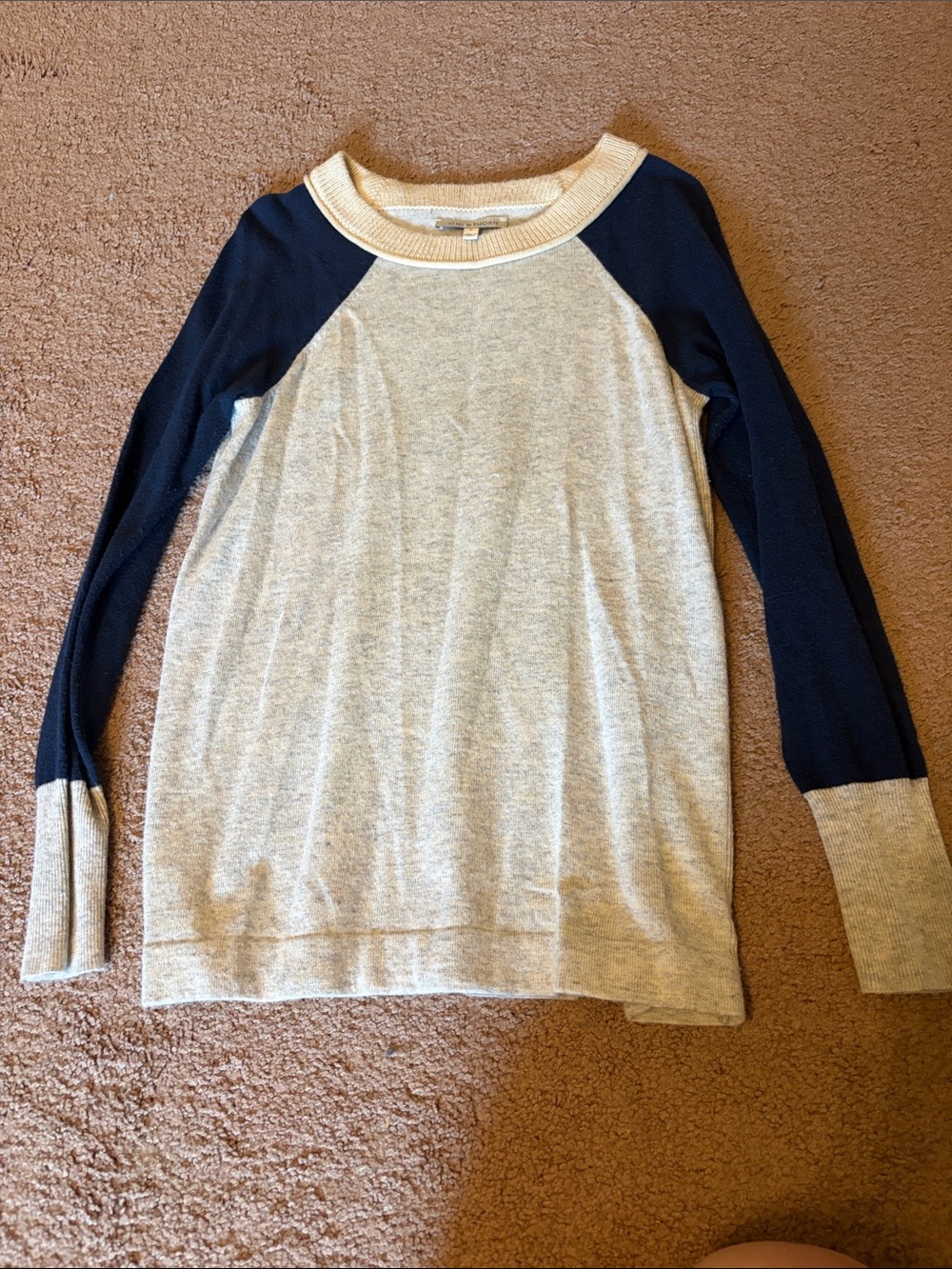41 Hawthorn Cream Body Navy Raglan Crew Sweater